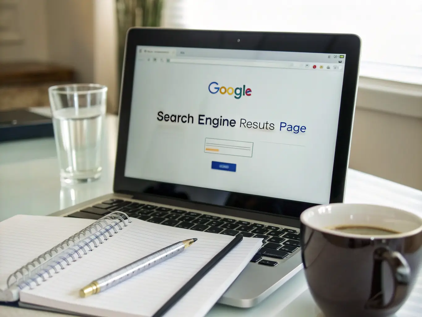 A search engine results page (SERP) displaying a website ranking high for relevant keywords, illustrating SEO success.