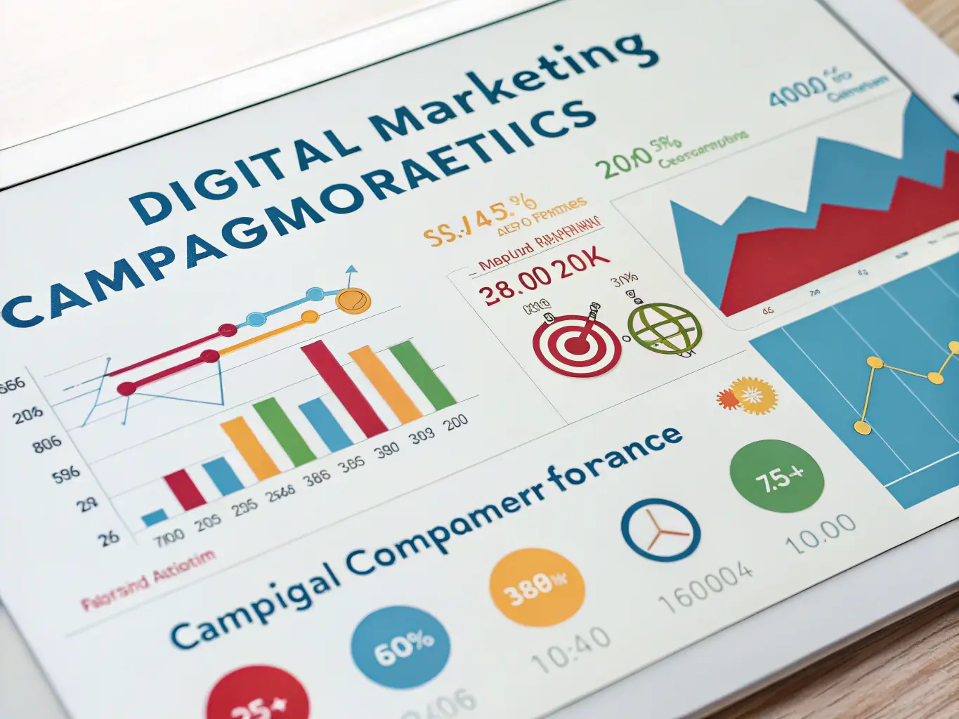 A visually appealing digital marketing campaign showcasing social media engagement and targeted advertising.